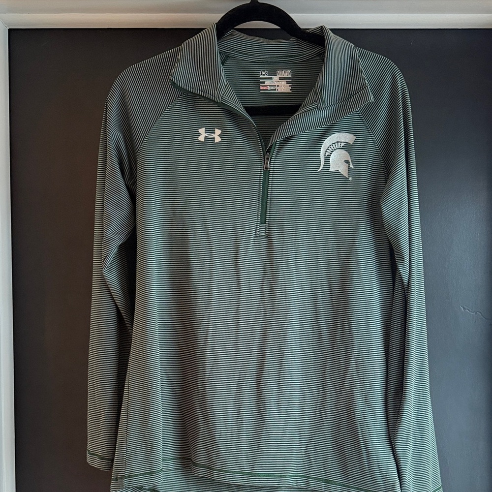 Under Armour MSU Green Striped Quarter-Zip